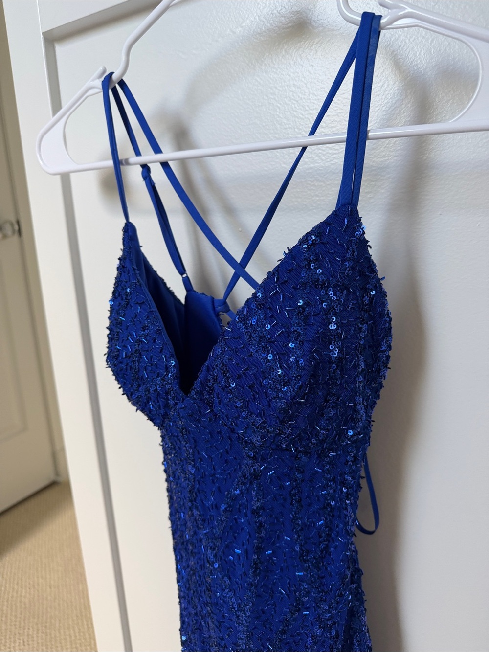 Strappy Sequin Mini Dress in Royal Blue - Picture 5 of 5